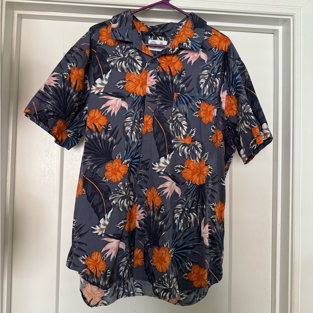 Hurley Stretch Blend Button Down Hawaiian Floral Shirt